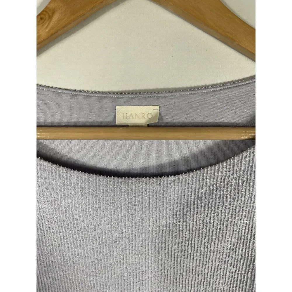 Hanro Women's XS Light Purple Ribbed Boat Neck‎ Long Sleeve Loungewear Top
